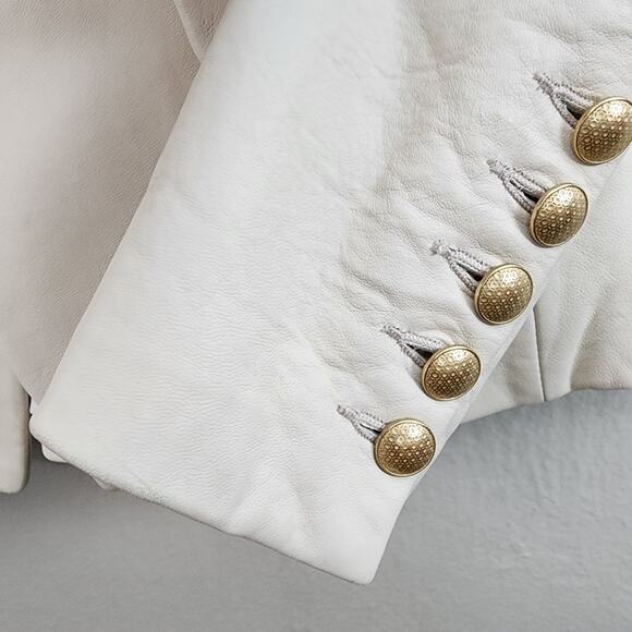 L'Agence Kenzie Lambskin Leather Double Breasted Blazer White Gold 2 NWT - Picture 10 of 16